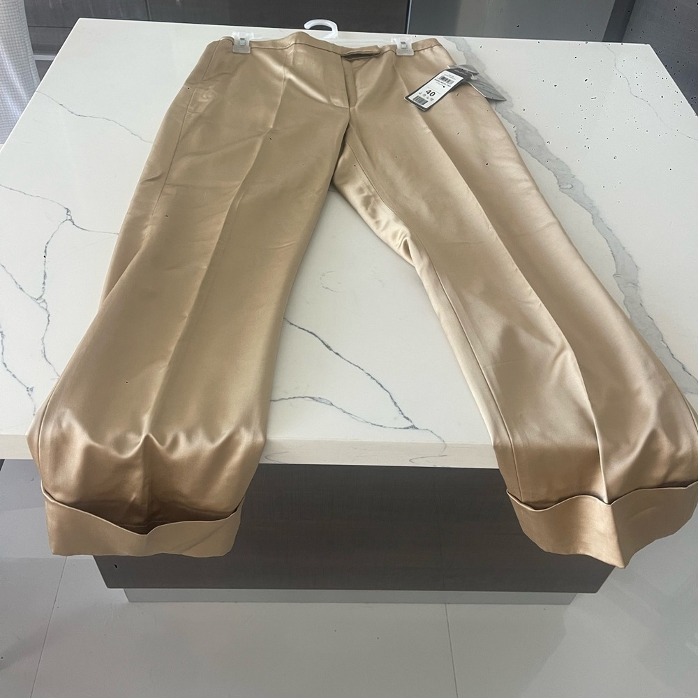 NWT Betty Barclay satin trousers in champagne beige. Gorgeous. Size EU 40